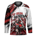 Personalised St Kilda Saints Fan Pride Hockey Jersey Crusader Mascot Graphic Art With Melbourne City Skyline