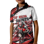 Personalised St Kilda Saints Fan Pride Kid Polo Shirt Crusader Mascot Graphic Art With Melbourne City Skyline