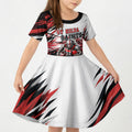 Personalised St Kilda Saints Fan Pride Kid Short Sleeve Dress Crusader Mascot Graphic Art With Melbourne City Skyline