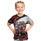Personalised St Kilda Saints Fan Pride Kid T Shirt Crusader Mascot Graphic Art With Melbourne City Skyline