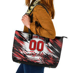 Personalised St Kilda Saints Fan Pride Leather Tote Bag Crusader Mascot Graphic Art With Melbourne City Skyline