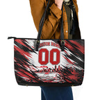 Personalised St Kilda Saints Fan Pride Leather Tote Bag Crusader Mascot Graphic Art With Melbourne City Skyline