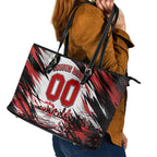 Personalised St Kilda Saints Fan Pride Leather Tote Bag Crusader Mascot Graphic Art With Melbourne City Skyline
