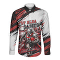 Personalised St Kilda Saints Fan Pride Long Sleeve Button Shirt Crusader Mascot Graphic Art With Melbourne City Skyline
