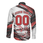 Personalised St Kilda Saints Fan Pride Long Sleeve Button Shirt Crusader Mascot Graphic Art With Melbourne City Skyline