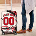 Personalised St Kilda Saints Fan Pride Luggage Cover Crusader Mascot Graphic Art With Melbourne City Skyline