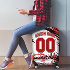 Personalised St Kilda Saints Fan Pride Luggage Cover Crusader Mascot Graphic Art With Melbourne City Skyline