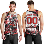 Personalised St Kilda Saints Fan Pride Men Tank Top Crusader Mascot Graphic Art With Melbourne City Skyline