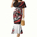 Personalised St Kilda Saints Fan Pride Mermaid Dress Crusader Mascot Graphic Art With Melbourne City Skyline