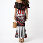 Personalised St Kilda Saints Fan Pride Mermaid Dress Crusader Mascot Graphic Art With Melbourne City Skyline