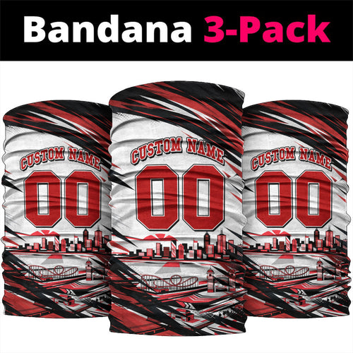Personalised St Kilda Saints Fan Pride Neck Gaiter Crusader Mascot Graphic Art With Melbourne City Skyline