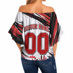 Personalised St Kilda Saints Fan Pride Off Shoulder Wrap Waist Top Crusader Mascot Graphic Art With Melbourne City Skyline