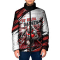 Personalised St Kilda Saints Fan Pride Padded Jacket Crusader Mascot Graphic Art With Melbourne City Skyline