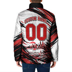 Personalised St Kilda Saints Fan Pride Padded Jacket Crusader Mascot Graphic Art With Melbourne City Skyline