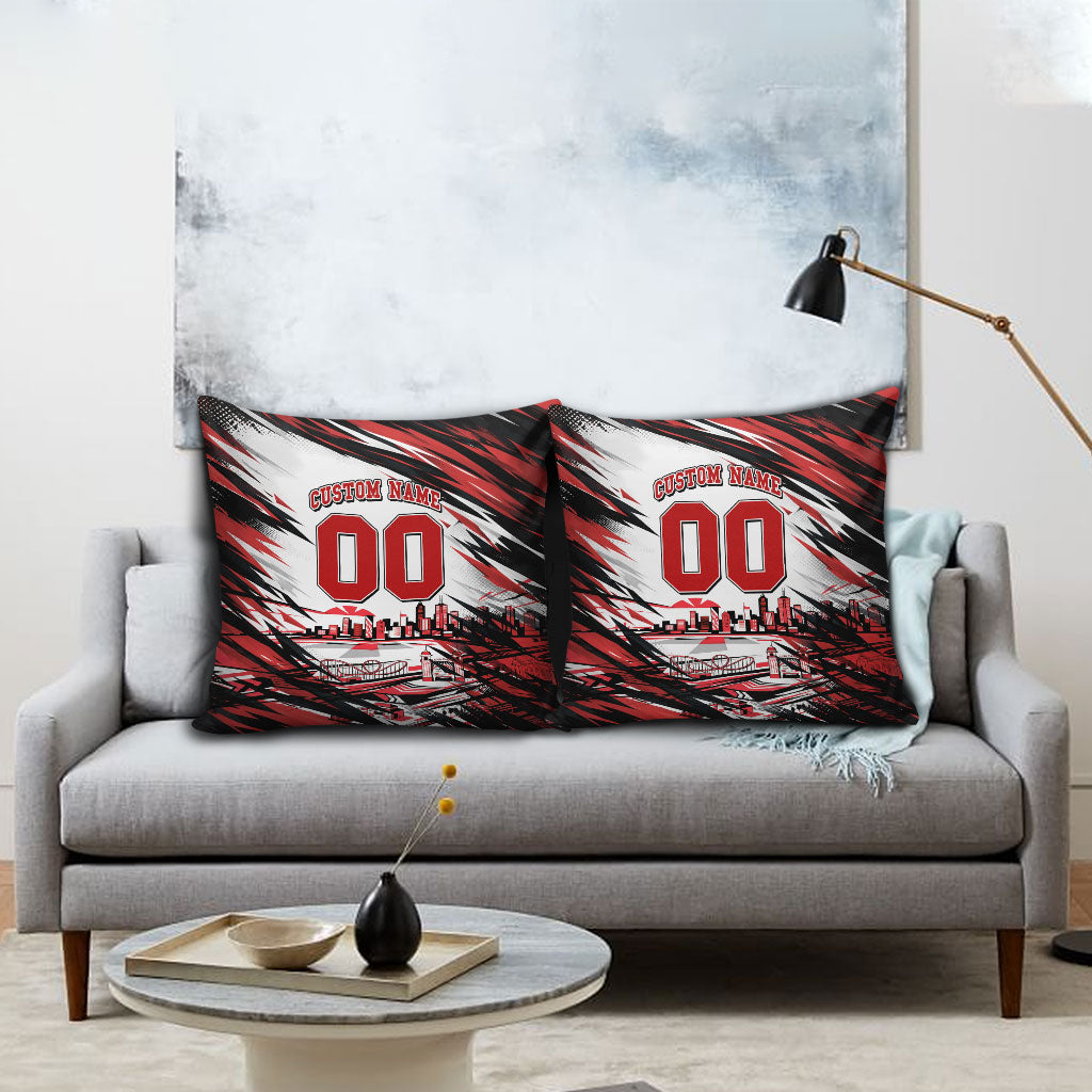 Personalised St Kilda Saints Fan Pride Pillow Cover Crusader Mascot Graphic Art With Melbourne City Skyline