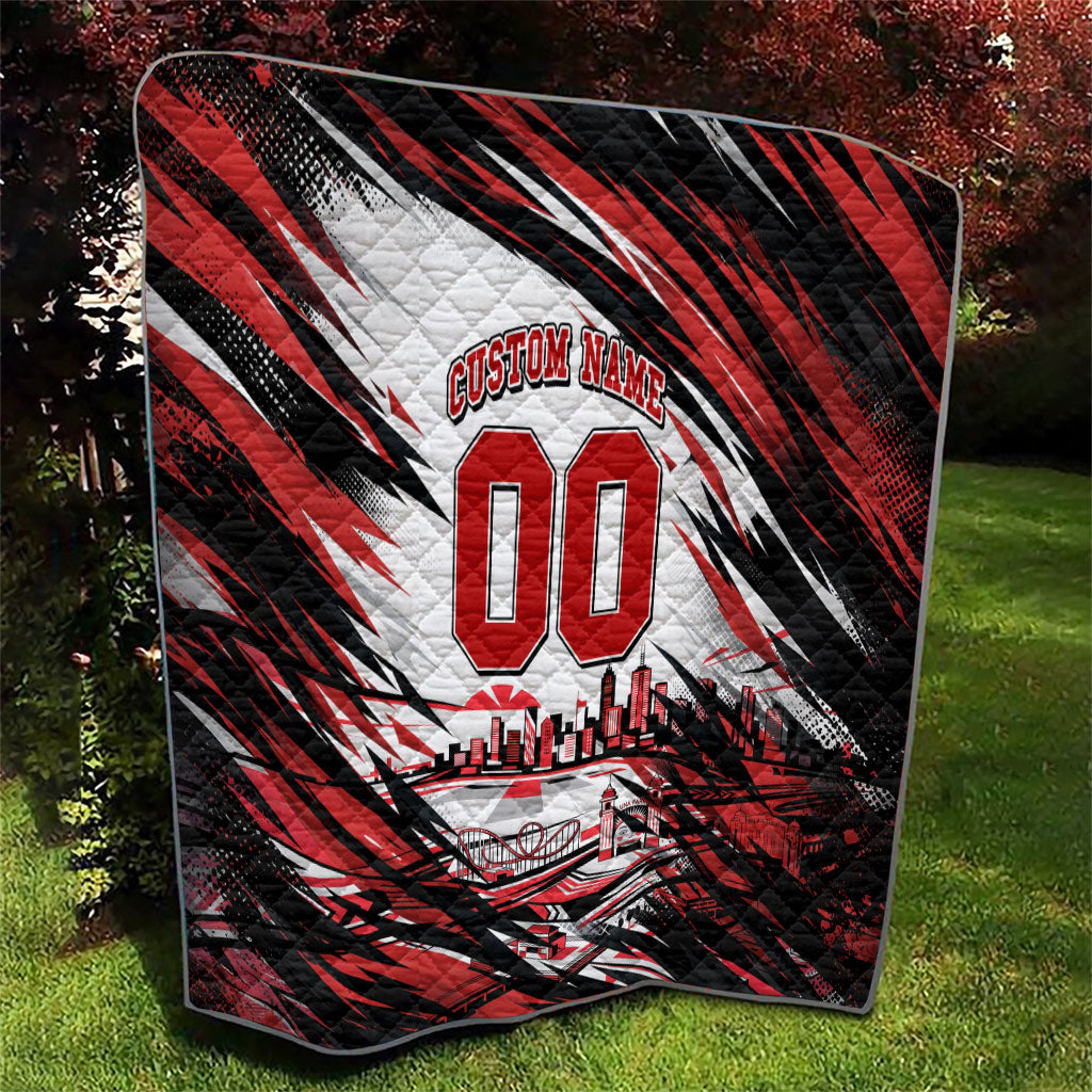 Personalised St Kilda Saints Fan Pride Quilt Crusader Mascot Graphic Art With Melbourne City Skyline