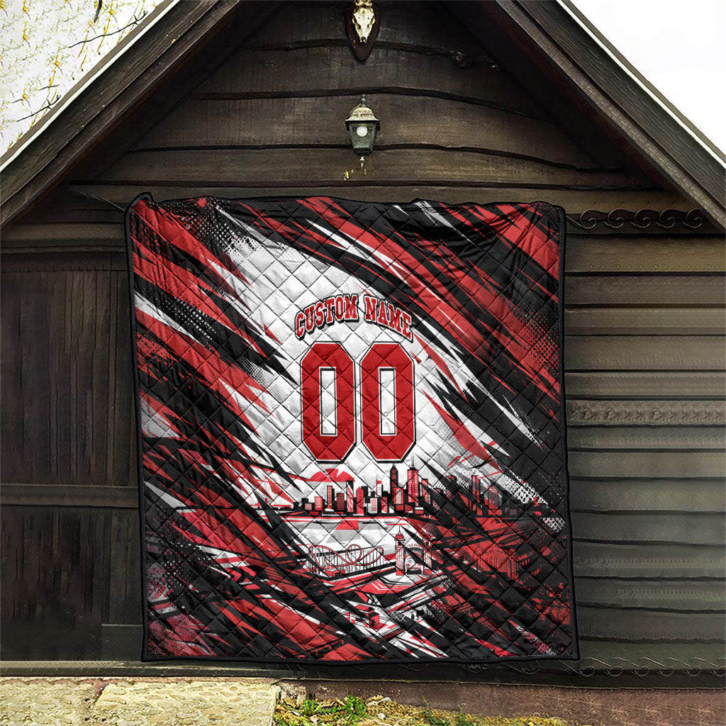 Personalised St Kilda Saints Fan Pride Quilt Crusader Mascot Graphic Art With Melbourne City Skyline