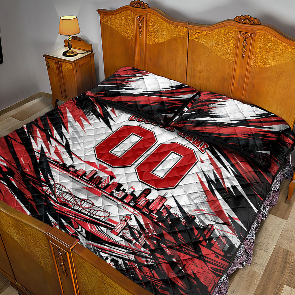 Personalised St Kilda Saints Fan Pride Quilt Bed Set Crusader Mascot Graphic Art With Melbourne City Skyline