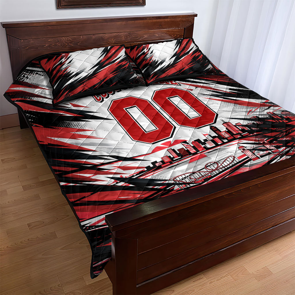 Personalised St Kilda Saints Fan Pride Quilt Bed Set Crusader Mascot Graphic Art With Melbourne City Skyline