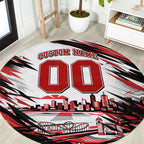 Personalised St Kilda Saints Fan Pride Round Carpet Crusader Mascot Graphic Art With Melbourne City Skyline