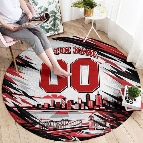 Personalised St Kilda Saints Fan Pride Round Carpet Crusader Mascot Graphic Art With Melbourne City Skyline