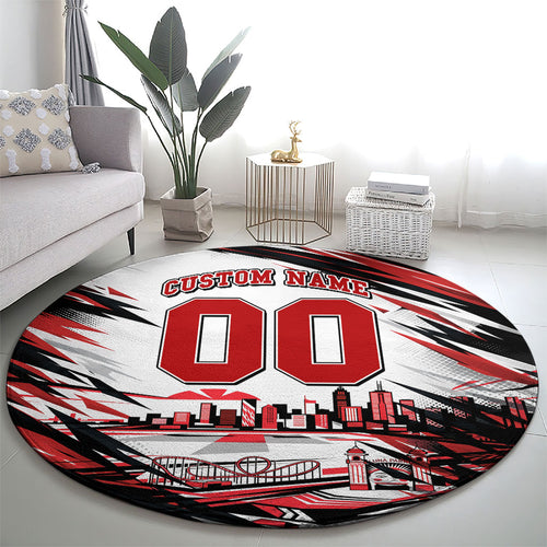 Personalised St Kilda Saints Fan Pride Round Carpet Crusader Mascot Graphic Art With Melbourne City Skyline