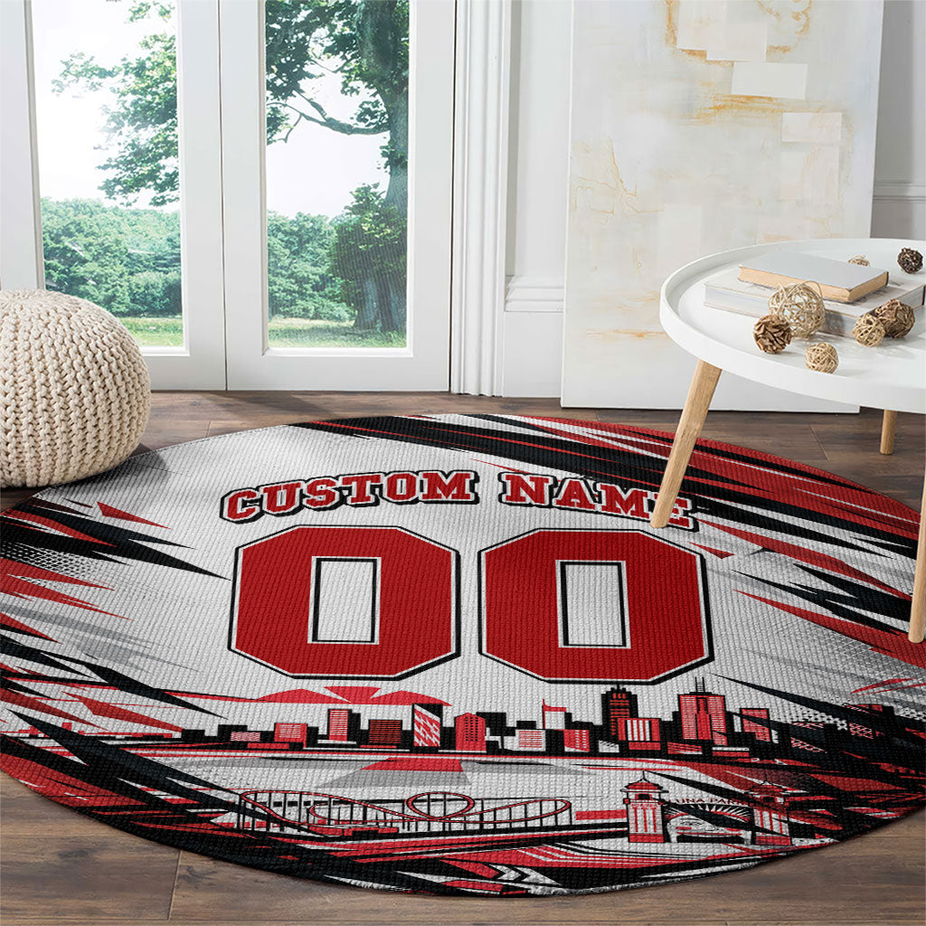 Personalised St Kilda Saints Fan Pride Round Carpet Crusader Mascot Graphic Art With Melbourne City Skyline
