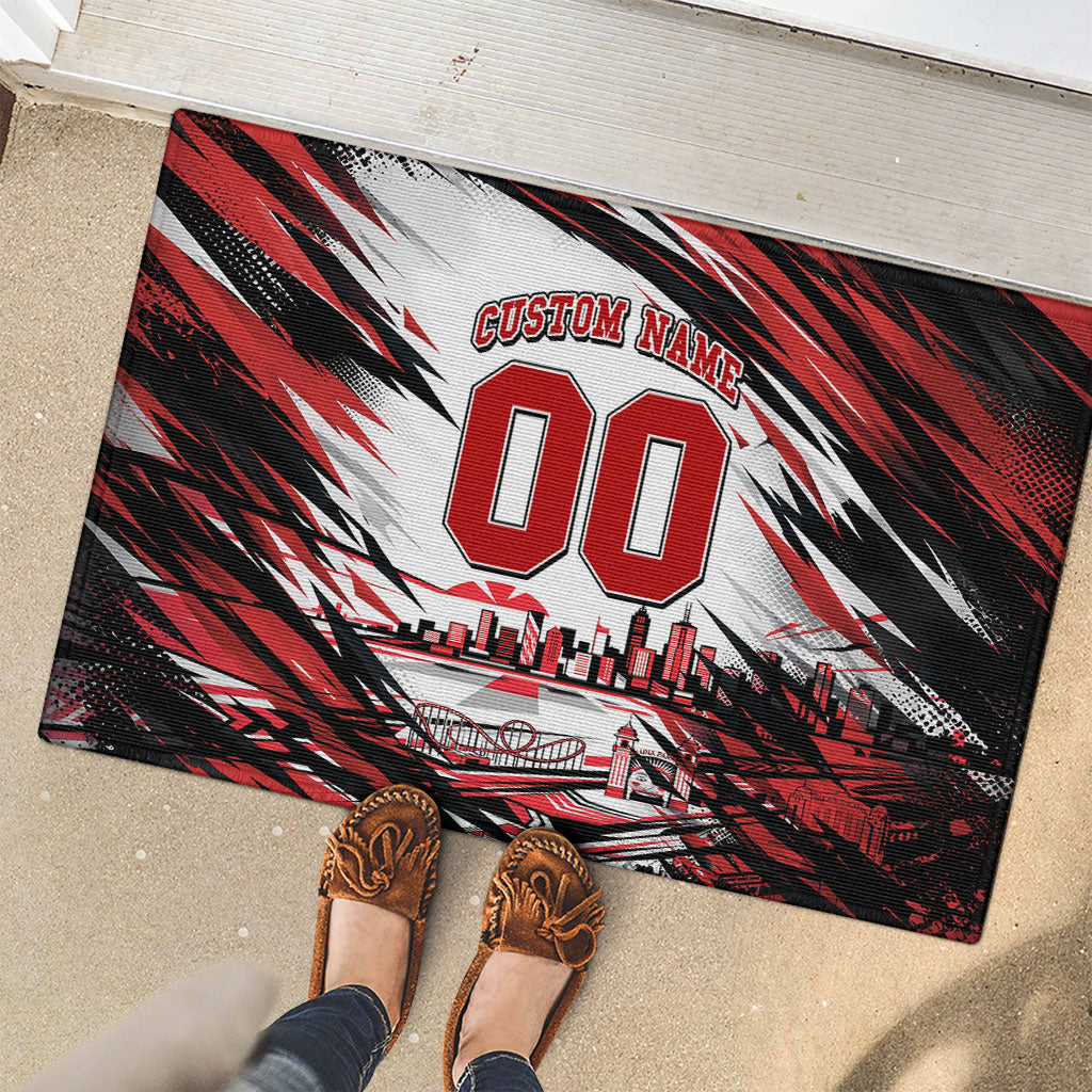Personalised St Kilda Saints Fan Pride Rubber Doormat Crusader Mascot Graphic Art With Melbourne City Skyline