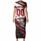 Personalised St Kilda Saints Fan Pride Short Sleeve Bodycon Dress Crusader Mascot Graphic Art With Melbourne City Skyline