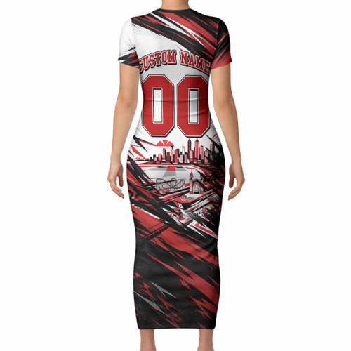 Personalised St Kilda Saints Fan Pride Short Sleeve Bodycon Dress Crusader Mascot Graphic Art With Melbourne City Skyline