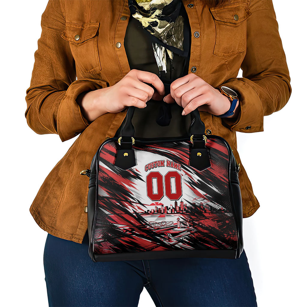 Personalised St Kilda Saints Fan Pride Shoulder Handbag Crusader Mascot Graphic Art With Melbourne City Skyline