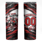 Personalised St Kilda Saints Fan Pride Skinny Tumbler Crusader Mascot Graphic Art With Melbourne City Skyline