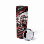 Personalised St Kilda Saints Fan Pride Skinny Tumbler Crusader Mascot Graphic Art With Melbourne City Skyline