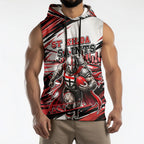 Personalised St Kilda Saints Fan Pride Sleeveless Hoodie Crusader Mascot Graphic Art With Melbourne City Skyline