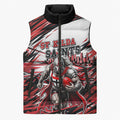 Personalised St Kilda Saints Fan Pride Sleeveless Puffer Jacket Crusader Mascot Graphic Art With Melbourne City Skyline