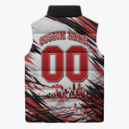 Personalised St Kilda Saints Fan Pride Sleeveless Puffer Jacket Crusader Mascot Graphic Art With Melbourne City Skyline
