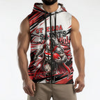 Personalised St Kilda Saints Fan Pride Sleeveless Zip Hoodie Crusader Mascot Graphic Art With Melbourne City Skyline