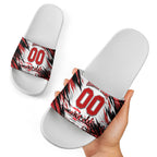 Personalised St Kilda Saints Fan Pride Slide Sandals Crusader Mascot Graphic Art With Melbourne City Skyline