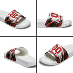 Personalised St Kilda Saints Fan Pride Slide Sandals Crusader Mascot Graphic Art With Melbourne City Skyline
