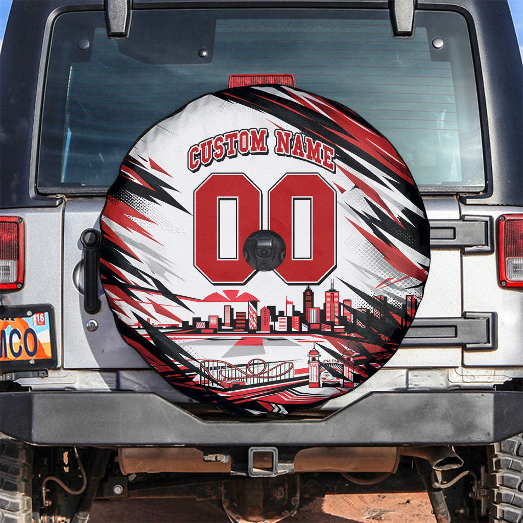 Personalised St Kilda Saints Fan Pride Spare Tire Cover Crusader Mascot Graphic Art With Melbourne City Skyline