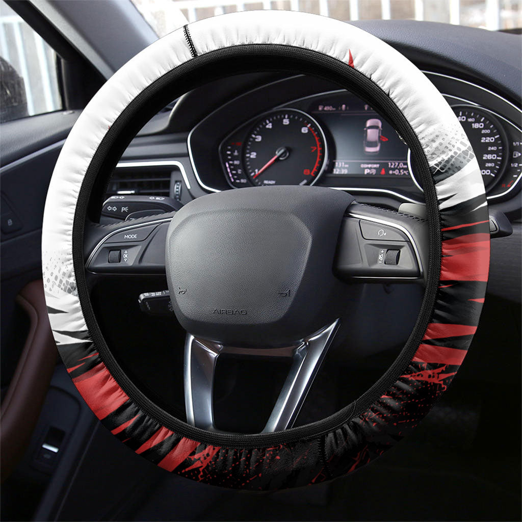 St Kilda Saints Fan Pride Steering Wheel Cover Crusader Mascot Graphic Art With Melbourne City Skyline