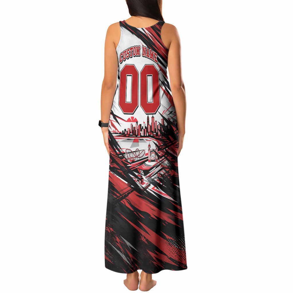 Personalised St Kilda Saints Fan Pride Tank Maxi Dress Crusader Mascot Graphic Art With Melbourne City Skyline