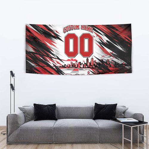 Personalised St Kilda Saints Fan Pride Tapestry Crusader Mascot Graphic Art With Melbourne City Skyline