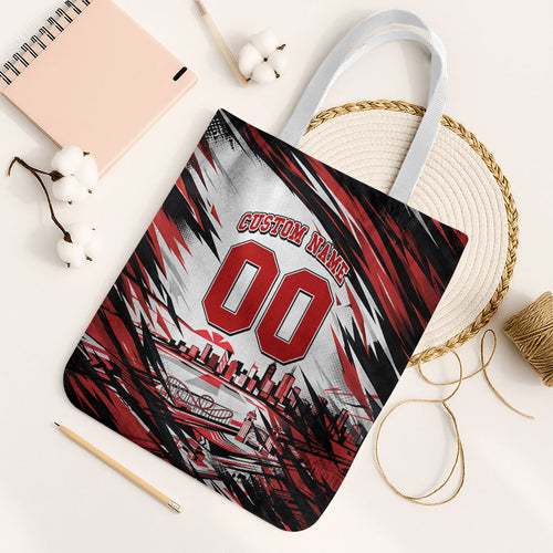 Personalised St Kilda Saints Fan Pride Tote Bag Crusader Mascot Graphic Art With Melbourne City Skyline