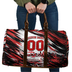 Personalised St Kilda Saints Fan Pride Travel Bag Crusader Mascot Graphic Art With Melbourne City Skyline