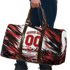 Personalised St Kilda Saints Fan Pride Travel Bag Crusader Mascot Graphic Art With Melbourne City Skyline