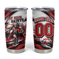 Personalised St Kilda Saints Fan Pride Tumbler Cup Crusader Mascot Graphic Art With Melbourne City Skyline