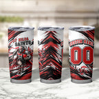 Personalised St Kilda Saints Fan Pride Tumbler Cup Crusader Mascot Graphic Art With Melbourne City Skyline