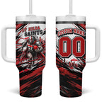 Personalised St Kilda Saints Fan Pride Tumbler With Handle Crusader Mascot Graphic Art With Melbourne City Skyline