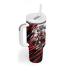 Personalised St Kilda Saints Fan Pride Tumbler With Handle Crusader Mascot Graphic Art With Melbourne City Skyline